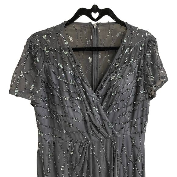 NWT Christina Wu Elegance Gunmetal Gray Embellished Mother of the Bride Gown 12 - Picture 4 of 8